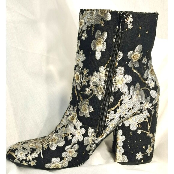 INDIGO RD Women's Bootie Size 9 Jaguard Black Silver Floral Embroidered Shoe - Picture 7 of 11